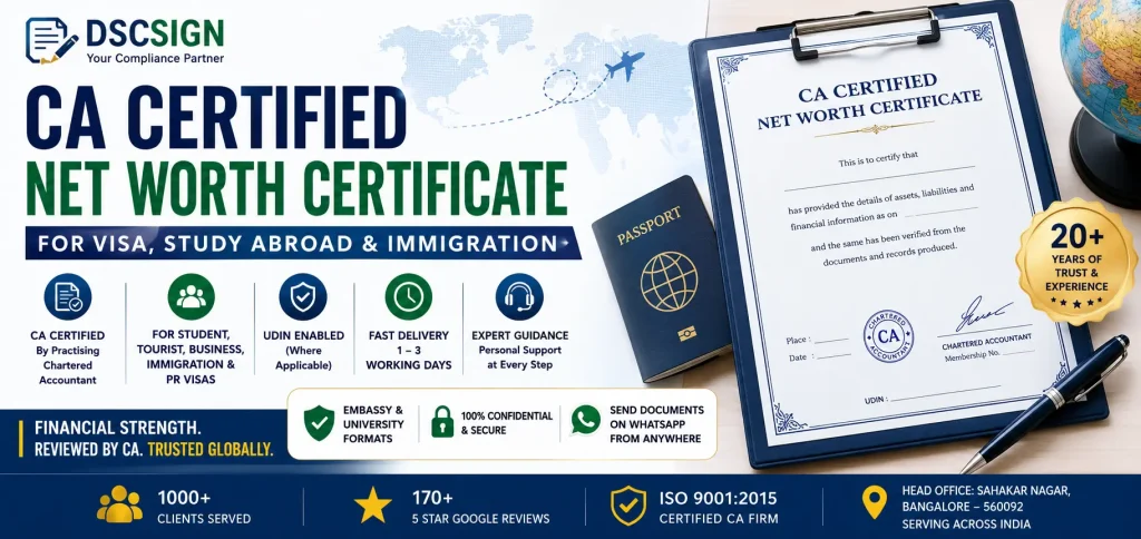 CA certified Net Worth Certificate