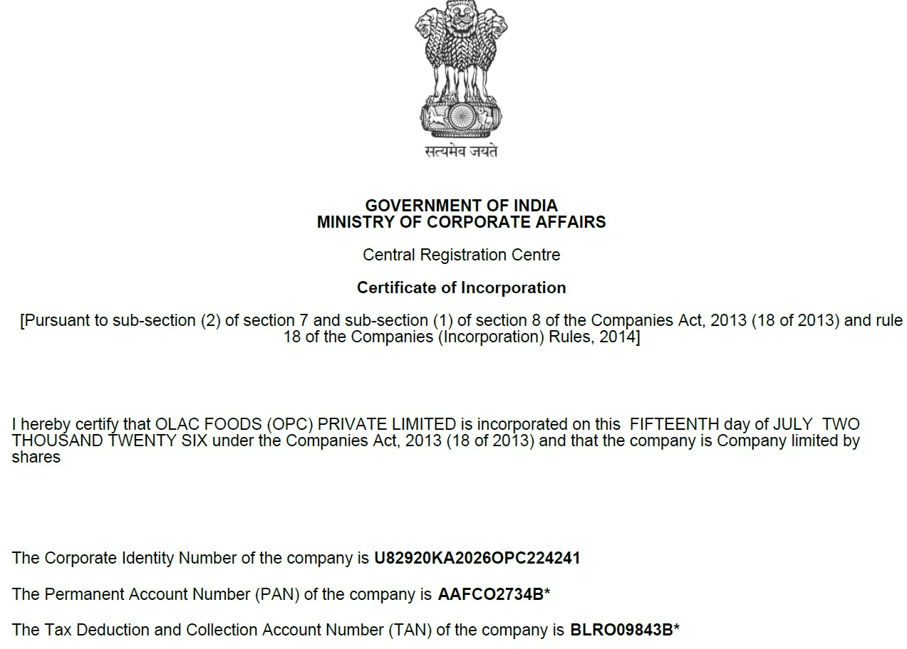 Recent new company registration service Bangalore